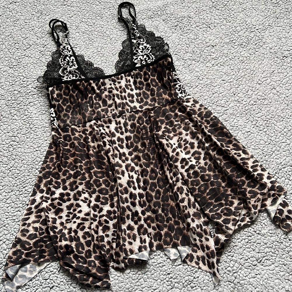 Avidlove Leopard Print Lace Babydoll Strap V Neck Lingerie Chemise - Picture 8 of 9